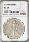 1990 $1 American Silver Eagle NGC MS69 1 Oz 0.999 Fine Bullion Coin #447