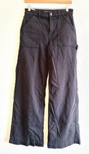 American Eagle Super High Rise Baggy Wide Leg Black Jeans Women Sz 8 28 X 31