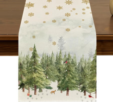 Christmas Trees Snowflakes Table Runner 13X72 Inch Kitchen Dining Seasonal Winte