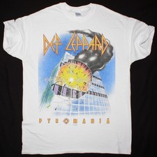 DEF LEPPARD PYROMANIA TOUR 1983 WHITE T-SHIRT TARIFFS INCLUDED