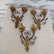Applique Antiche Metallo Colorato Foglie Acanto Dorate Volute Italia XX Secolo