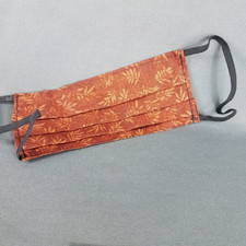 Cotton Fabric Face Mask Reuseable Pleated Handmade in USA Brown Floral Design