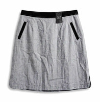 Next Blue Linen Viscose Straight Knee Length Skirt Pockets Zip Size 14