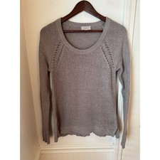 Loft Outlet Womens XS Taupe Brown Waffle Knit Pointelle Raglan Sleeve Sweater