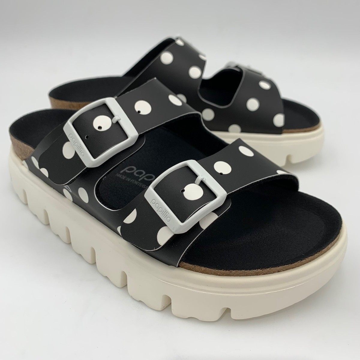 Birkenstock New w/ Box Arizona Pap Chunky Black White Dots Birko
