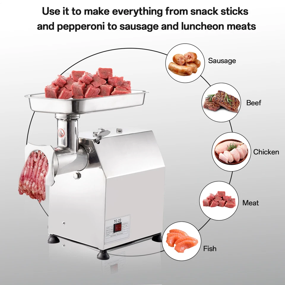 Picadora de carne eléctrica comercial 396 lb/h picadora embutidora de salchichas de alta resistencia--- Foto 3 de 4