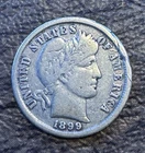 1899 P Barber Dime Silver Circulated Business Strike Uncertified Coin