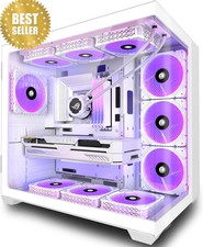 ANSAITE ATX Mid Tower PC Case White 9 ARGB Fans Glass Type-C 360mm Support