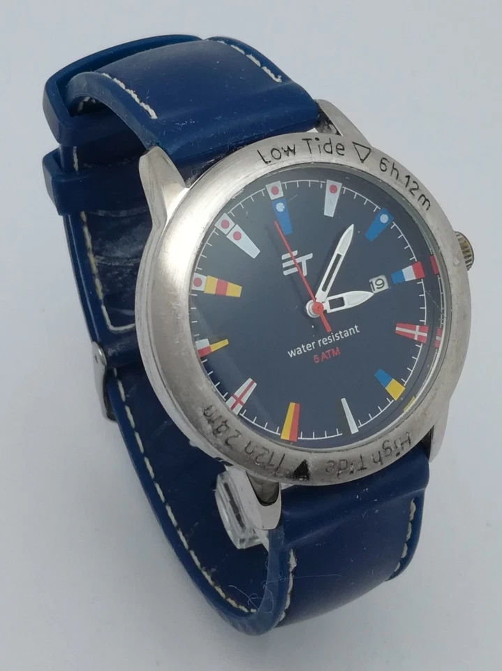 ET Herrenuhr,Tidenuhr,Drehlünette,Leuchtzeiger,Datumsanzeige,die Uhr läuft - Bild 4 von 4