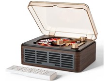CD Player w Speakers Bluetooth Nostalgic Retro Portable CD Players Walnut Brown.
