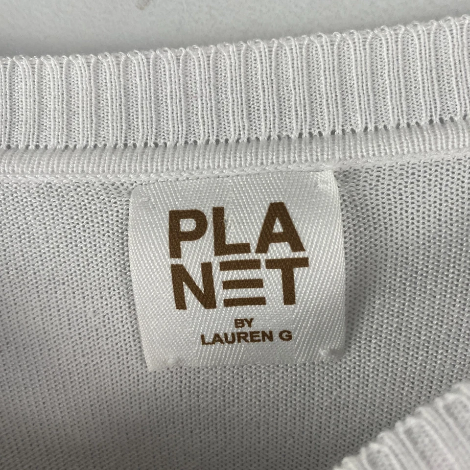 Suéter Planet By Lauren G Talla Única Brillante Rayas Cuello Barco Pima Mezcla Algodón Foto 4 de 4