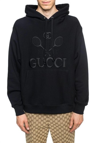 GUCCI Sudadera con Capucha Negra Logo/Tenis Bordada Para Hombre Talla M - Imagen 1 de 12