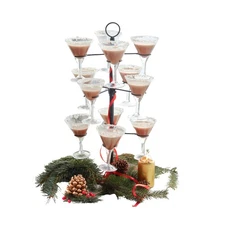 Cocktail Tree Stand, Metal Drink Tower, 3 Tier - 12 Holders For Champagne, Ma...