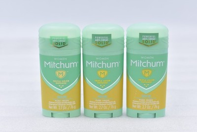 Lot of 3 Mitchum Women Pure Fresh Solid Antiperspirant Deodorant 2.7oz