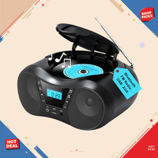 Portable Boombox CD Player Bluetooth FM Radio AUX USB Stereo AC Battery