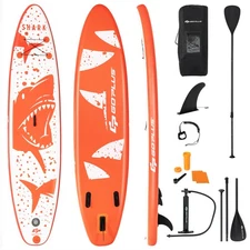 Costway 11ft Inflatable Stand Up Paddle Board W/ Backpack Aluminum Paddle Pump