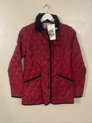 John Partridge Quilted Jacket Womens Med Snap Closure Claret Red Size XXS NWT