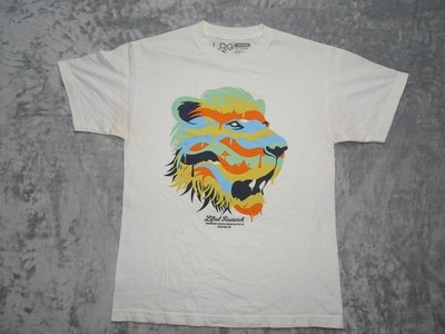 LRG Lifted Research Group Multicolor Lion Head Men's T-Shirt Medium White