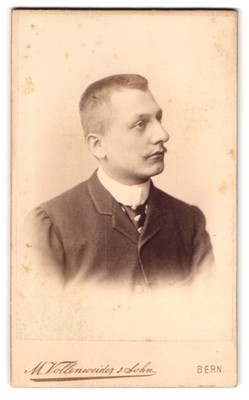 Fotografie M. Vollenweider & Sohn, Bern, Postgasse 68, Portrait junger Mann im  