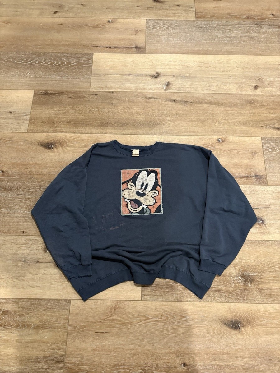 スウェット GOOFY CREATION PILE LOOP CREW SWEAT NAVY Goofy Men's Navy Blue Graphic Print Pullover Crew Neck Sweatshirt