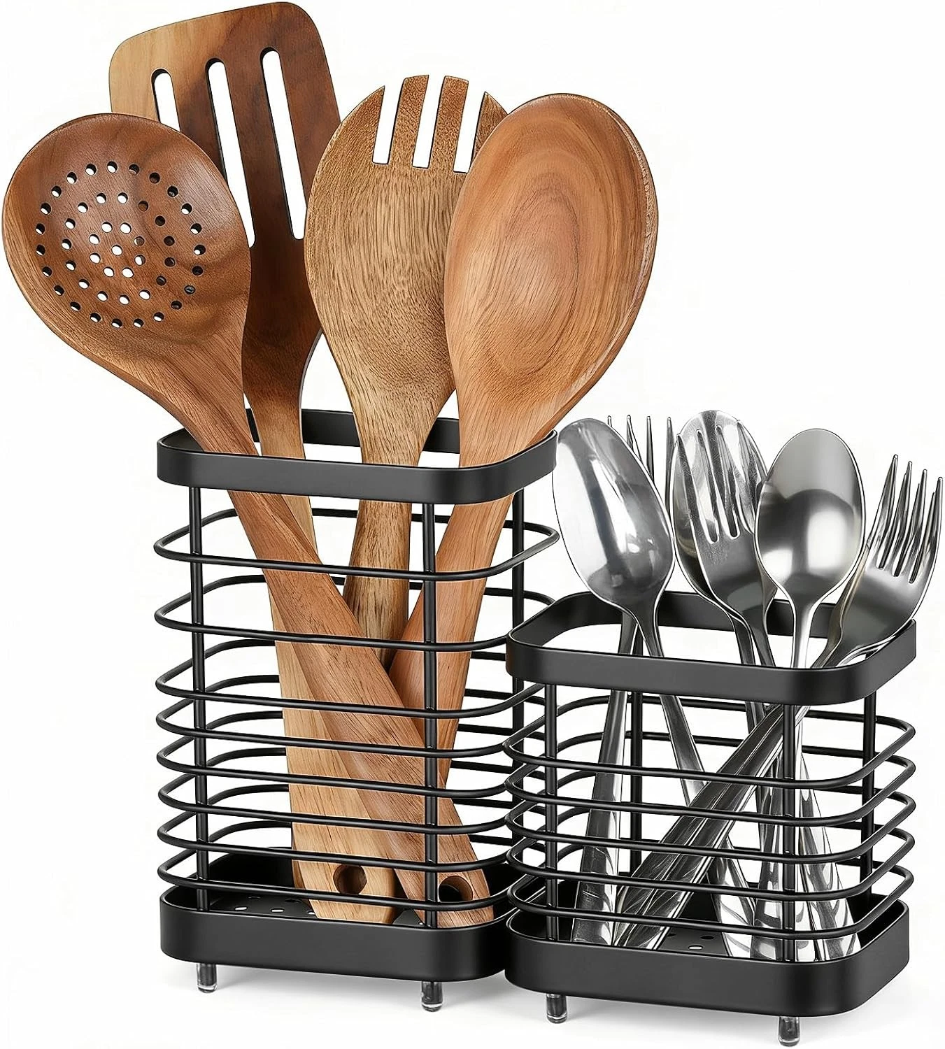 Utensil Holder Stainless Steel Utensil Drying Rack Kitchen Counter Silverware