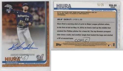 2019 Chrome Update Target Rookie Debut Refractor Orange /25 Keston Hiura Auto RC