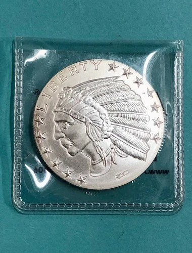 1 oz .999 Fine Silver Round Bullion ~ Sunshine Mint (SMI) Incuse Indian Head