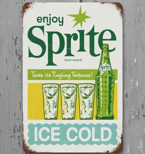 Enjoy Sprite Ice Cold 8 x 12 Vintage Novelty Metal Sign Made In USA New!