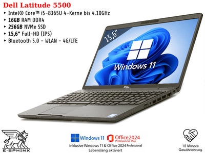 Dell Latitude 5500 | i5-8365U 4-Kerne| 16GB RAM | 256GB NVMe| Win11 + Office 24