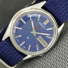 VINTAGE SEIKO EXPO 70 AUTOMATIC 7009A JAPAN MENS BLUE COLOR DIAL WATCH a2718-U