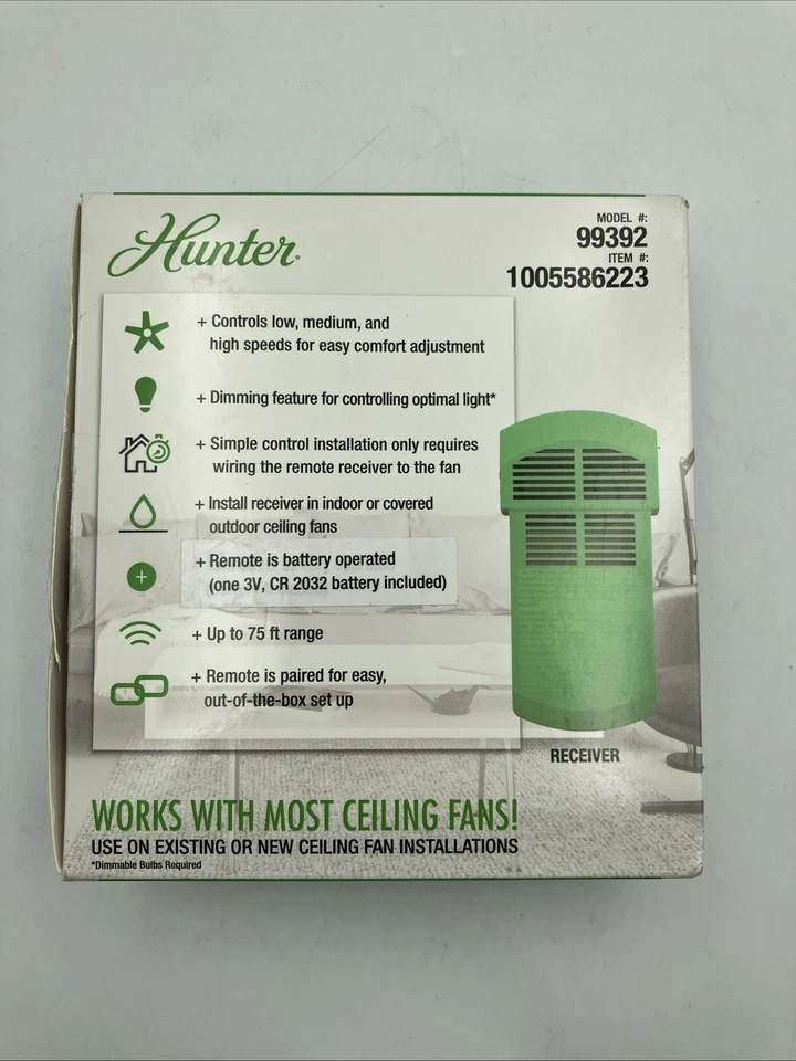 2x Hunter 99392 Universal 3 Speed Ceiling Fan Handheld Remote Control in White - Image 3 of 4