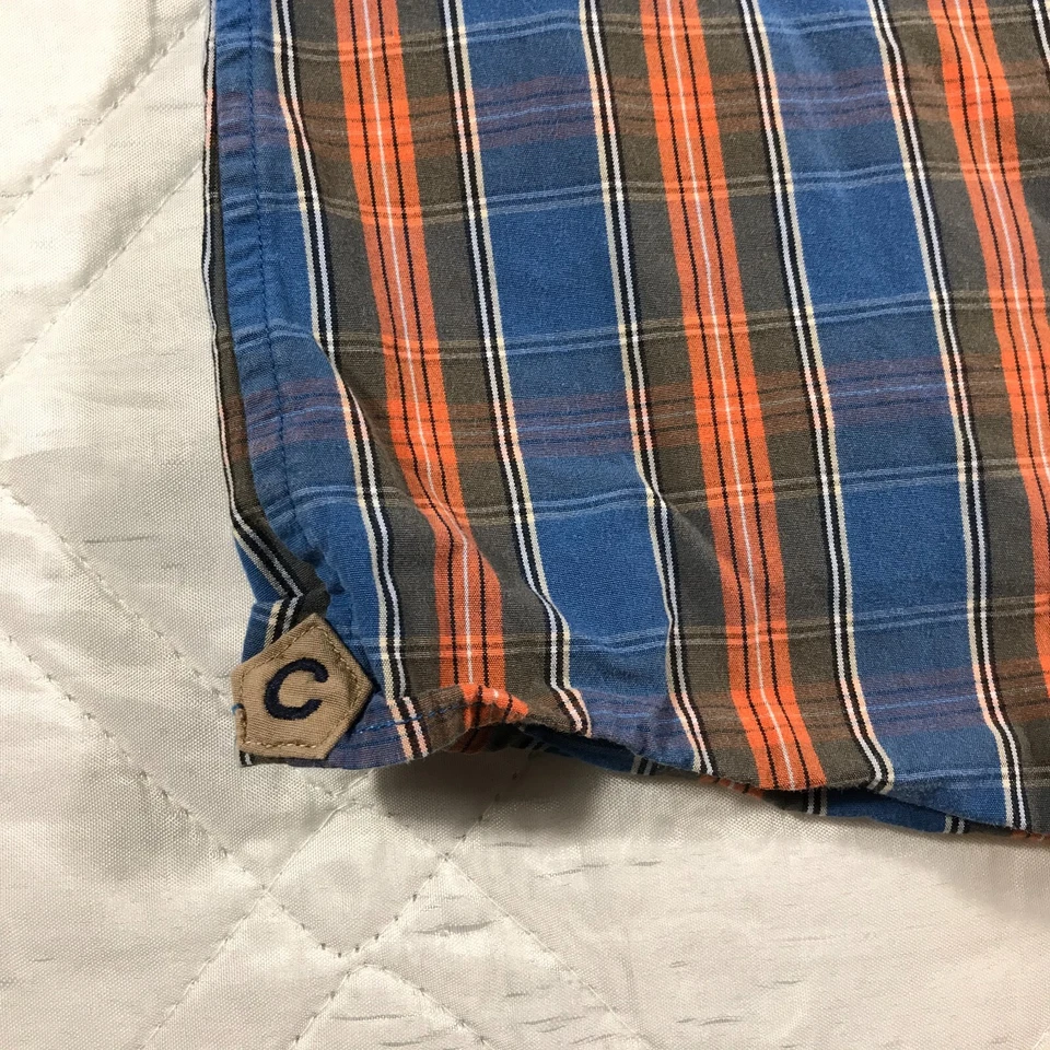 Daniel Cremieux Camisa de Vestir Manga Larga a Cuadros Azul y Naranja Grande Foto 2 de 4