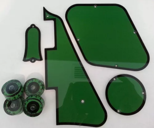 Pickguard,Back Plates,Truss Rod Cover,Knobs.Fits Gibson Les Paul.Green/Black JAT