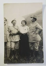 Military Men with Woman Location Unknown - Unposted Postcard Early 20th Century