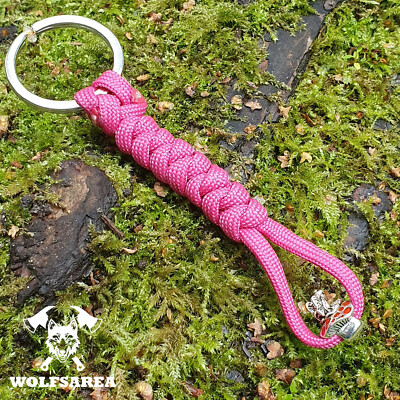 1 Schlüsselanhänger Paracord mit Elfe auf Pilz Handmade basteln Keychain