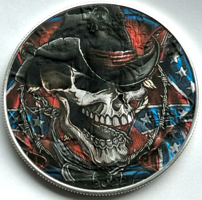 Rebel Cowboy Skull American Silver Eagle 1oz. Limited Ed .999 Silver Dollar Coin