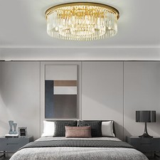 23.6" Modern Chandelier Crystal Ceiling Fixture Pendant Flush Mount Ceiling Lamp