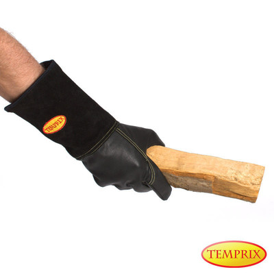 Kaminhandschuh Grillhandschuh Leder Schwarz Kaminofen Handschuhe L Logo  Temprix | eBay.de