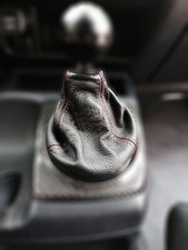 Shift Boot For Honda Civic Si 2006-2011 Black Leather Red Stitch