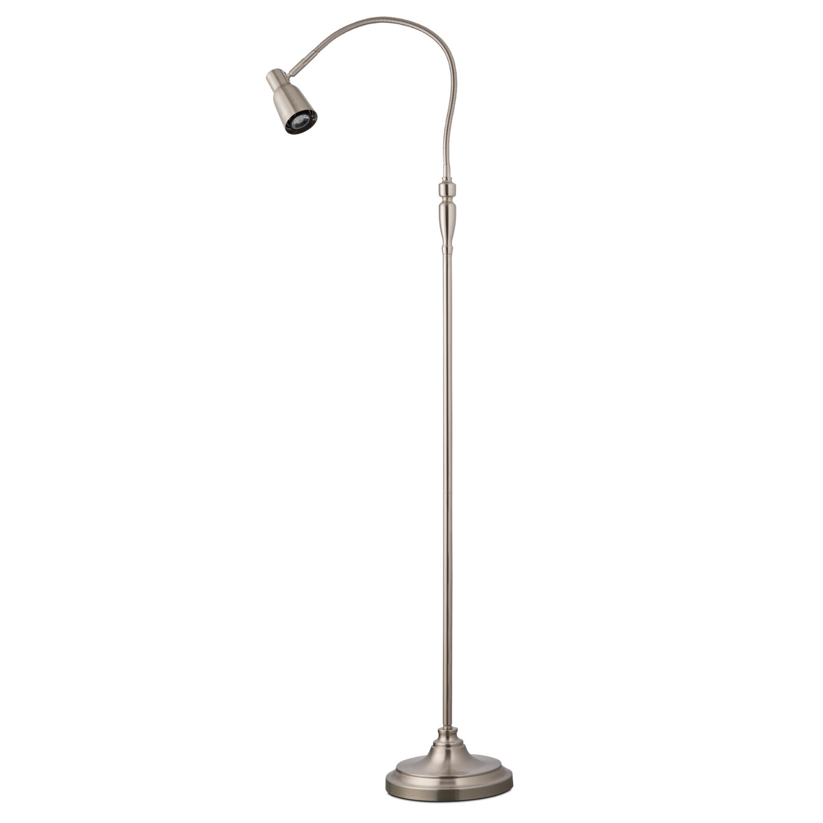 Floor Lamp Modern Satin Silver Adjustable Gooseneck Reading with LED Bulb