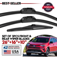 FRONT&REAR Windshield Wiper Blade For Toyota RAV4 2013-2018 Set of 26''/16''/10