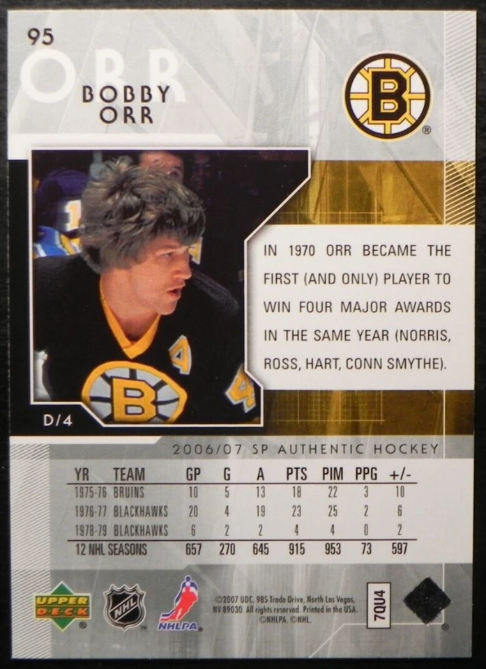 2006-07 06/07 SP Authentic #95 Bobby Orr Boston Bruins - Image 2 of 2