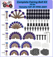 Complete Purple-blue Fairing Bolt Kit Plastic Screws for Yamaha YZFR1 1998-2001