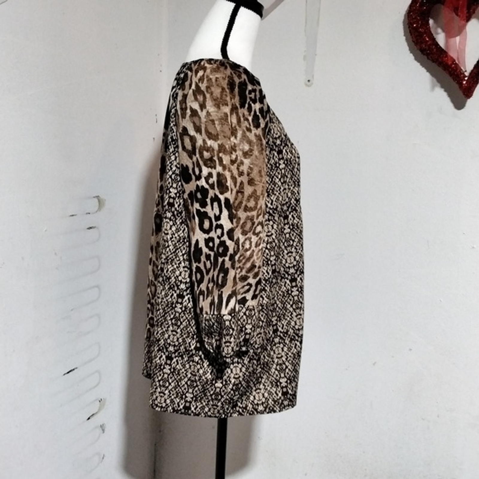 Notations Leopard Print XL 4 Button Front Blouse - image 6