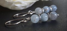 Natural Aquamarine Rounds  Sterling Earrings Mixed Blues Sundance Artisan