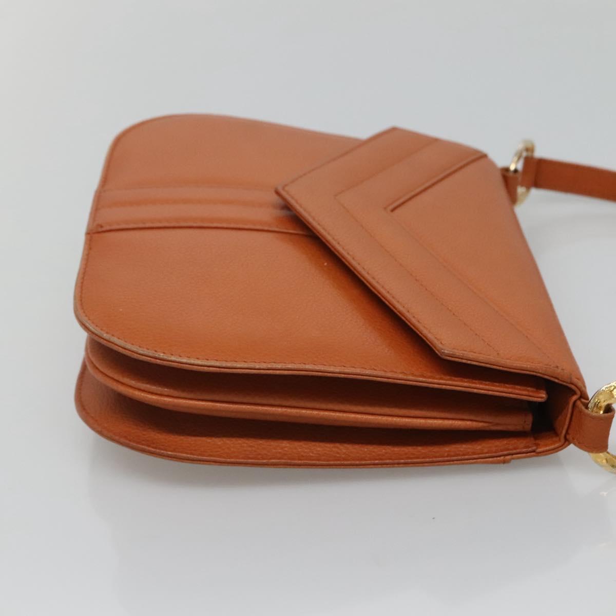 Borsa a tracolla SAINT LAURENT pelle marrone oro Auth 121976