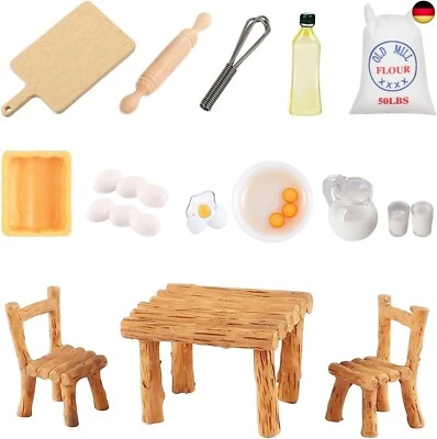 RHZXD 20 Stücke Wichtel Zubehör, Puppenhaus Mini Miniatur Tisch Küche Feengarten In