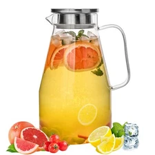 Glass Pitcher With Lid1 Gallon Glass Water Pitcher Hot/cold Water Jug Juice And 