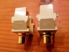 2 Leviton 40830-BIE RCA Feedthrough Gold-Plated QuickPort Connectors Almond
