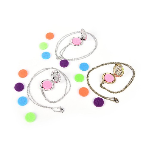 Silver-Locket-Necklace-Fragrance-Essential-Oil-Aromatherapy-Diffuser-Pendant-Hot